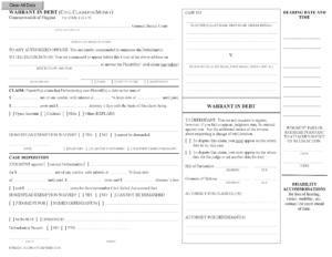 Warrant in Debt Template